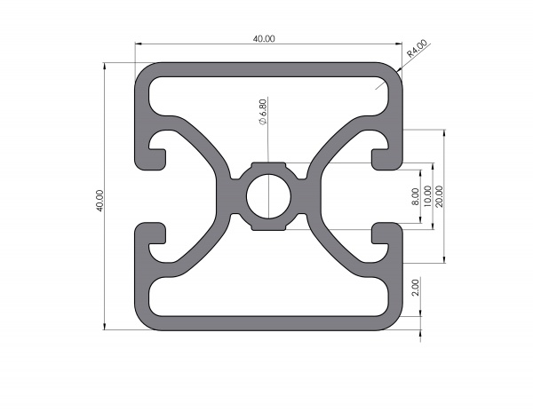 Aluminum profile 40x40 Eco groove 8 I-type 2N180